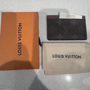 Authentic Louis Vuitton Brown and Tan Monogram Card Holder